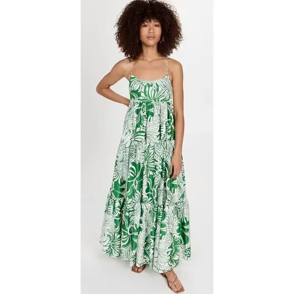Borgo De Nor Calypso Green Merle Cotton Sleeveless Maxi Dress Gown Tuckernuck - Picture 8 of 13